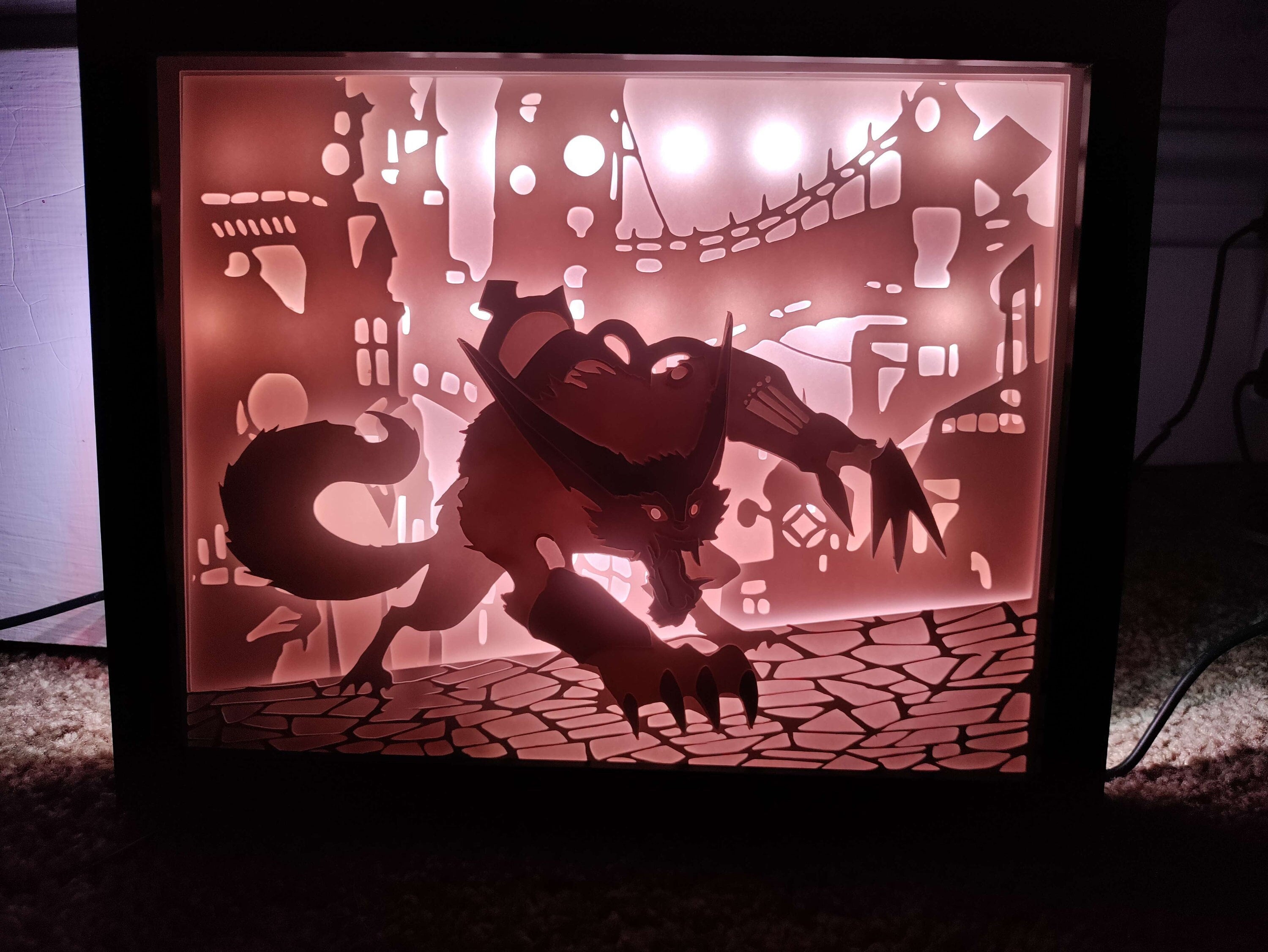League of Legends - LEDs Shadow Box Warwick
