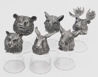 Geschenkset mit 6 Schnapsgläsern ""Hunter"" Tequila Whisky, Party."