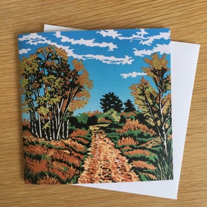 Grußkarte, Linolschnitt, Linoldruck, Blankokarte, Originalkunstdruck, Landschaft, Geburtstagskarte, Karte für Sie, Karte für Ihn, Dankeskarte