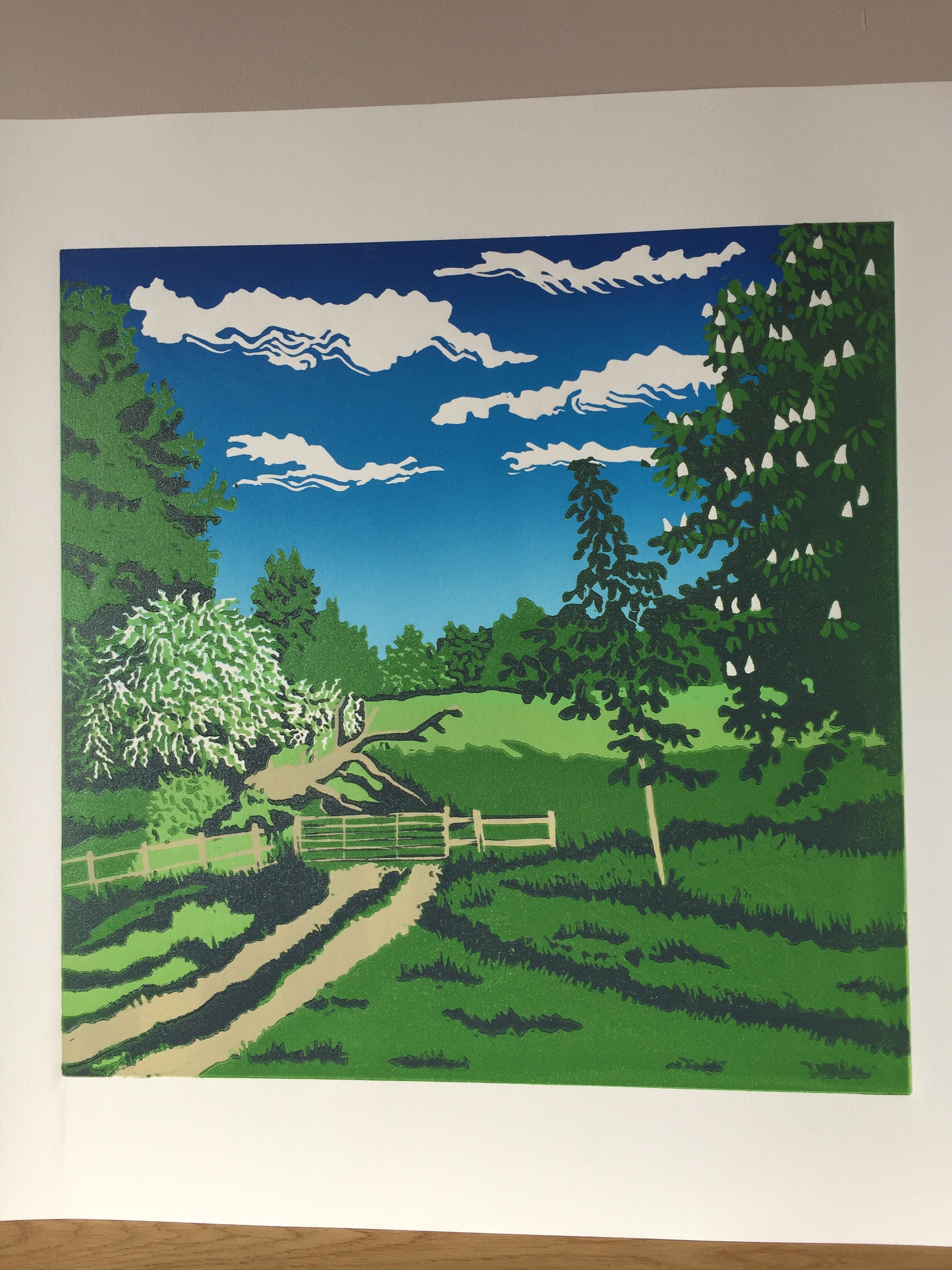 Landscape Lino Print Original Art Farnham Surrey Lino - Etsy UK