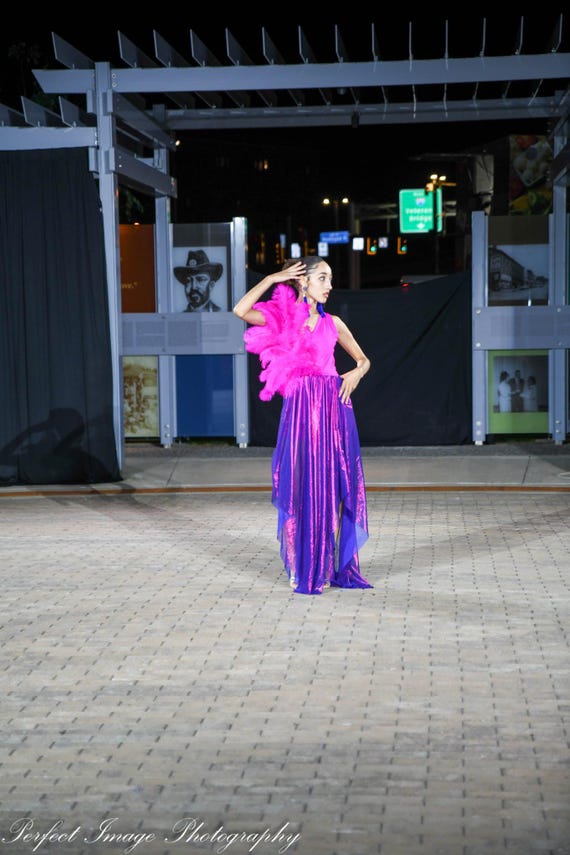 Two-tone Evening Dress W/ Embellished Feathers - Etsy