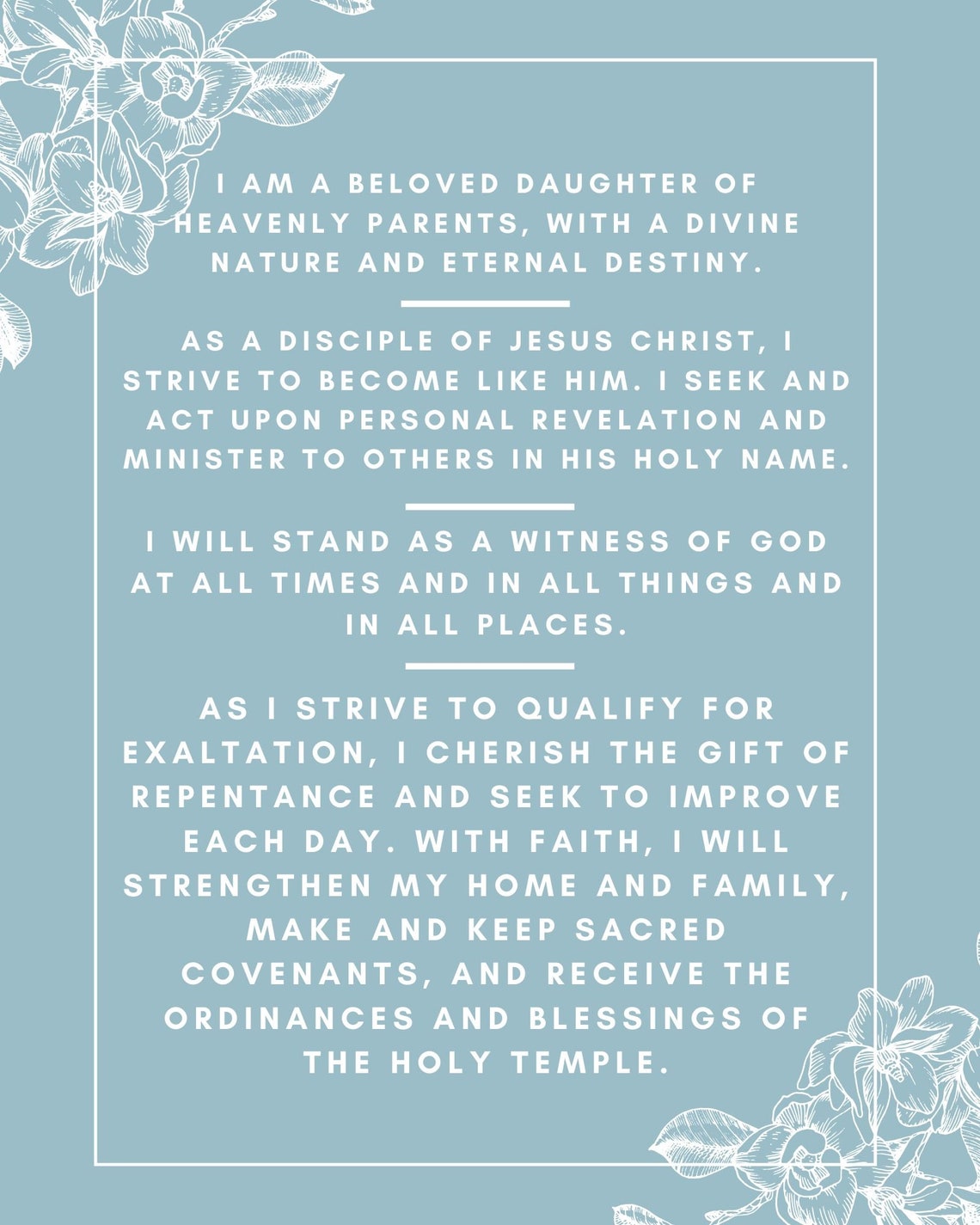 New Young Womens Theme, Young Womens Theme Printable, LDS Young Womens ...
