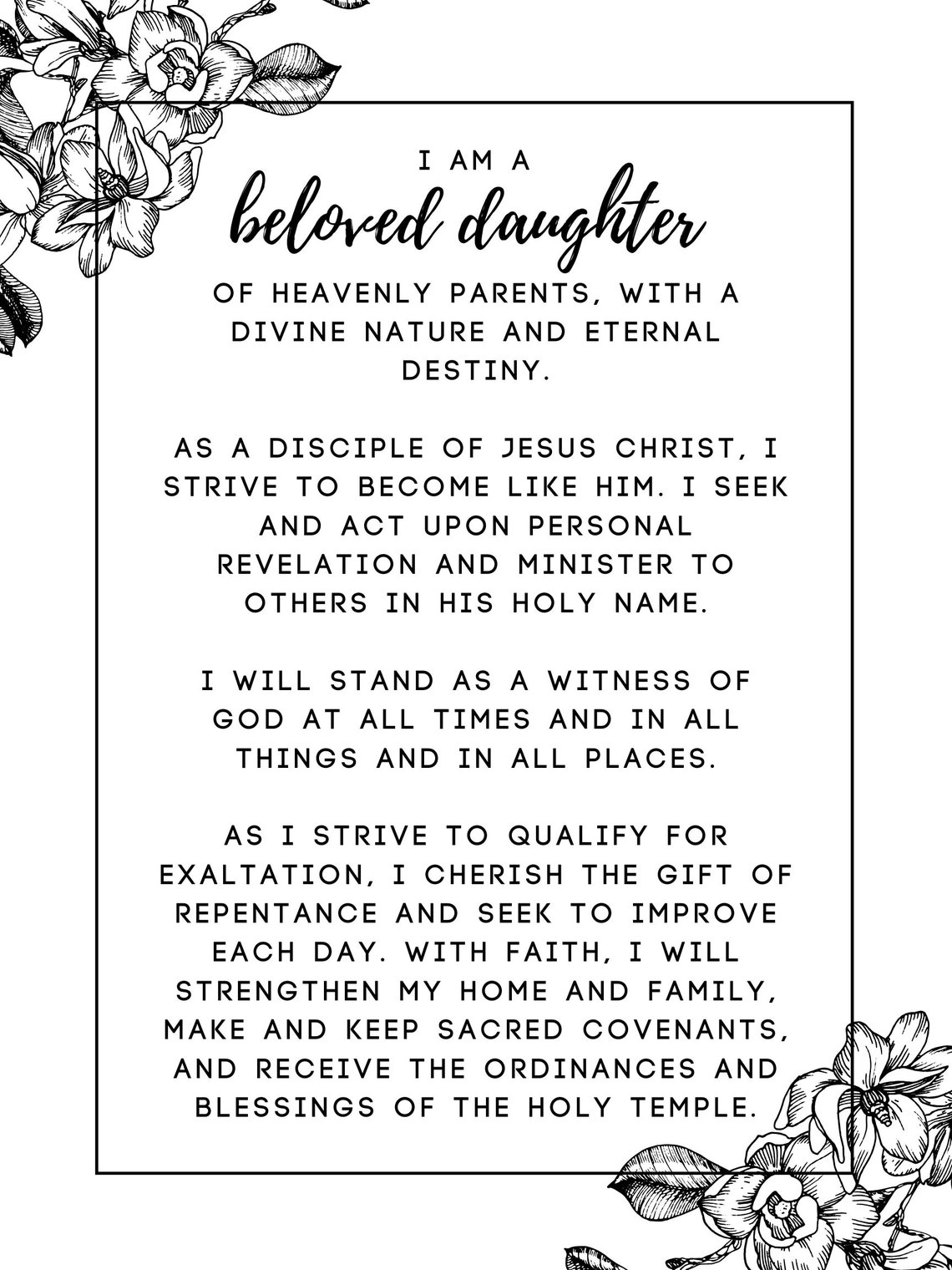 New Young Women LDS Theme, Updated 2019 Young Women Themeyw, LDS Young ...