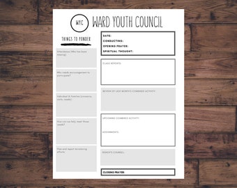 ward youth council, LDS ward youth council, ward youth council agenda, ward youth council worksheet, Youth Council, youth council agenda