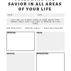 LDS Youth Worksheet, LDS Youth Setting Goals Worksheet, LDS Youth Goal ...