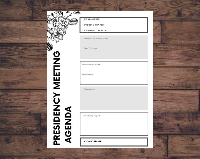 YW Presidency Meeting Agenda Young Women Agenda Young Women - Etsy
