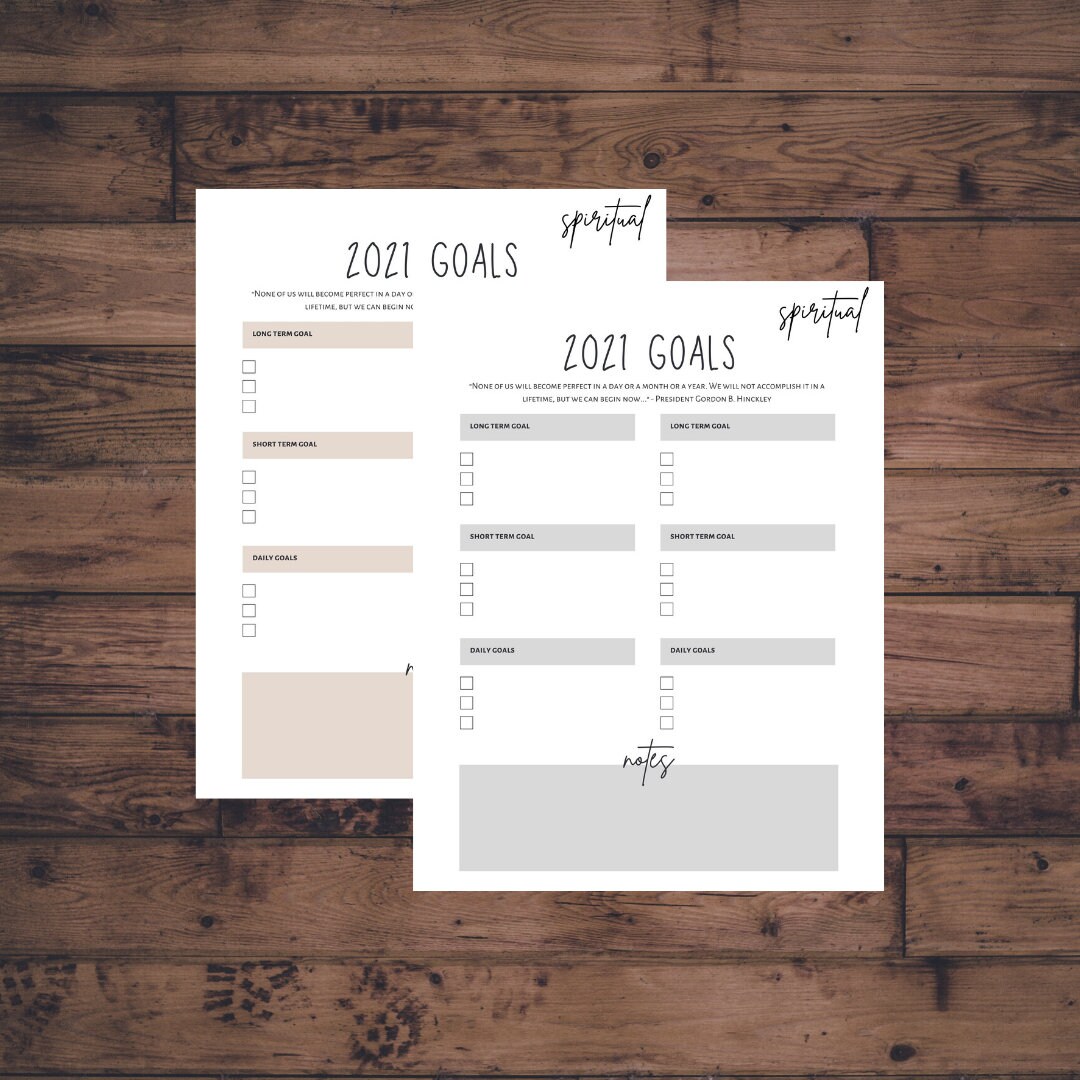2021 Goal Worksheet 2021 LDS YW Goals Young Women's Goal | Etsy
