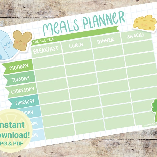 Cute Weekly Meal Planner Printable | Shopping, Grocery, Food List | A4 | Planner Insert | Supermarket organization | Instant Download-budget