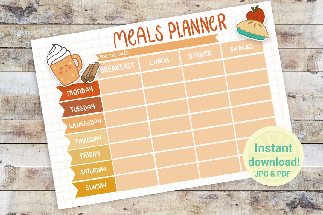 Autumn Weekly Meal Planner Printable | Shopping, Grocery, Food List ...