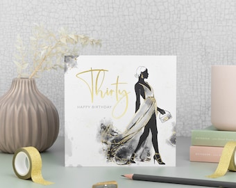 Gold Foil 30th Birthday Card for Her: Elegant UK Made Design