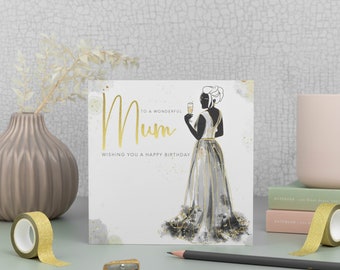 Gold Foil Mum Birthday Card: Elegant Design, Made in UK