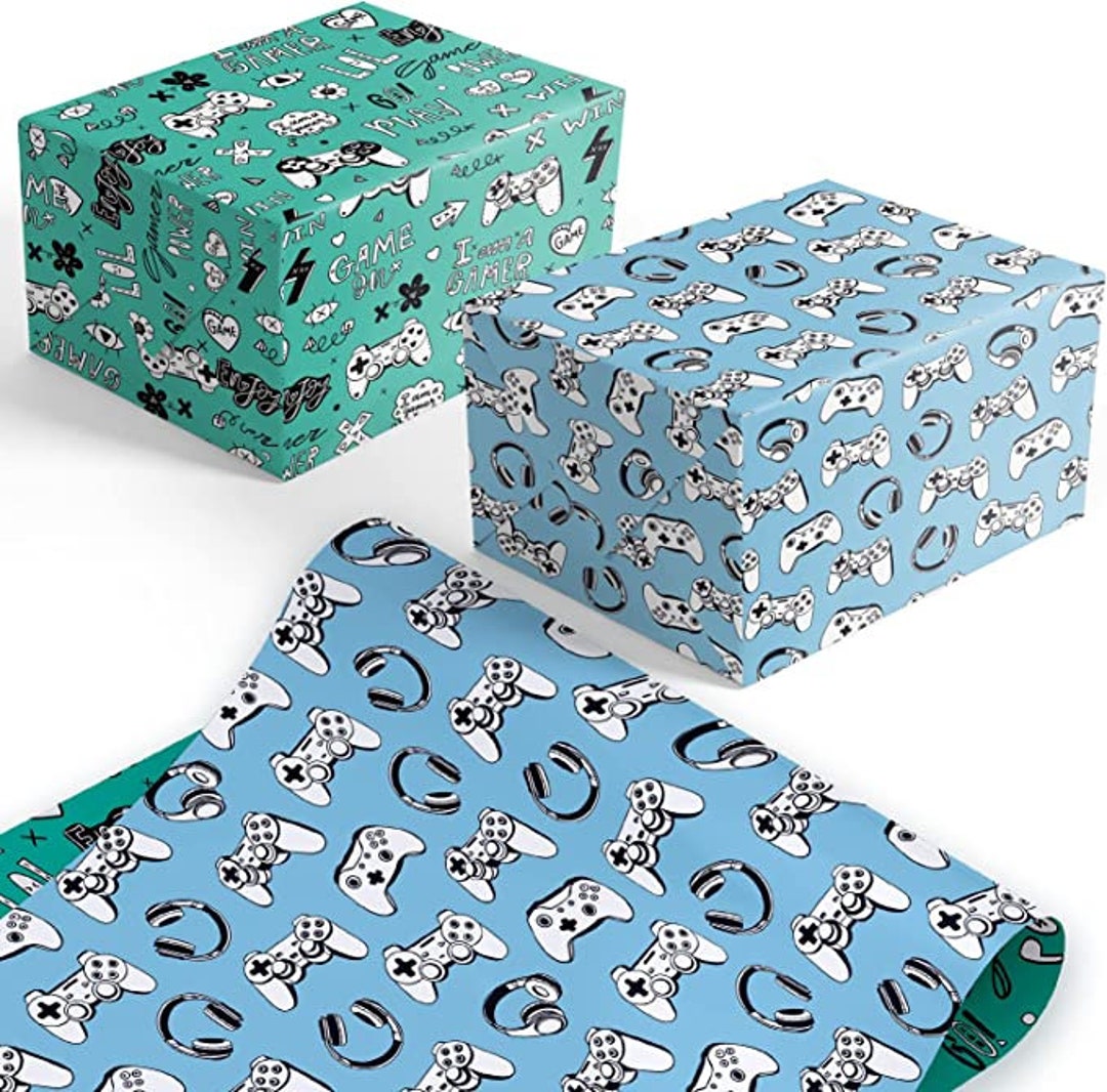 Gaming Wrapping Paper 'game On' 4 Large Wrapping Paper Sheets Etsy UK