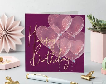 Balloon Happy Birthday Card for Her - Eco Friendly Ruby Ashley Design