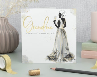 Gold Foil Grandma Birthday Card: Elegant UK Design