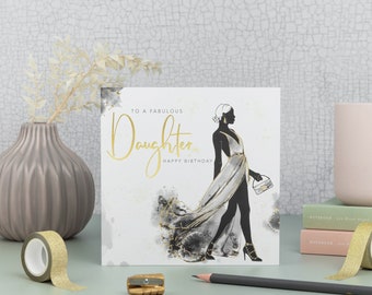 Gold Foil Daughter Birthday Card: Elegant UK Made Design