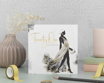 Gold Foil 21st Birthday Card: Daughter, Granddaughter, Niece