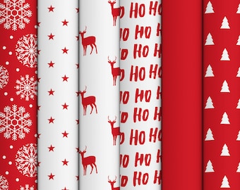 Noel Christmas Wrapping Paper - 6 Folded Sheets