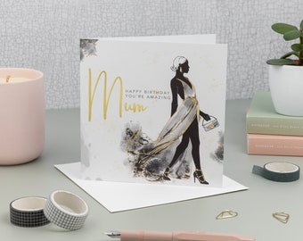 Gold Foil Mum Birthday Card: Elegant Design, Made in UK