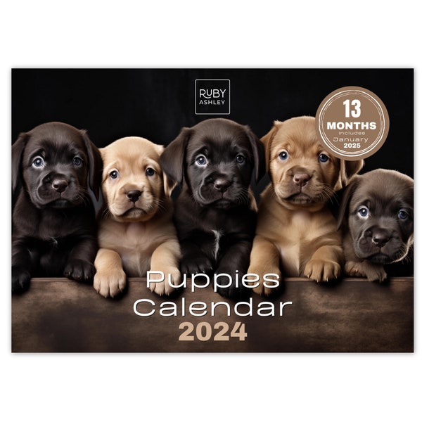 Kalender 2024 - Adorable Puppies: 13 Monate voller super süßer Bilder, wichtige Termine, wichtige Kontakte und religiöse Feste