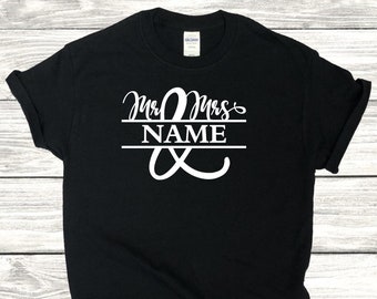 Mr. & Mrs. Personalized shirt/Bride and Grooms Last Name Shirt/Monogram Shirt/Wedding T-shirt/Personalized Shirt/Heavy Cotton Shirt