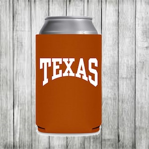 Texas Can Cooler/Custom Can Insulator/Personalized Can Hugger/Beverage Holder/Party Favors/Beer Cooler/Wedding Favors/Custom Can Sleeve