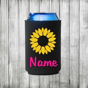 Personalized Sunflower Can Holder/Flower Custom Cooler/Soda Can Sleeve/Beer Insulator/Neoprene Can Cooler/Can Hugger/Gift