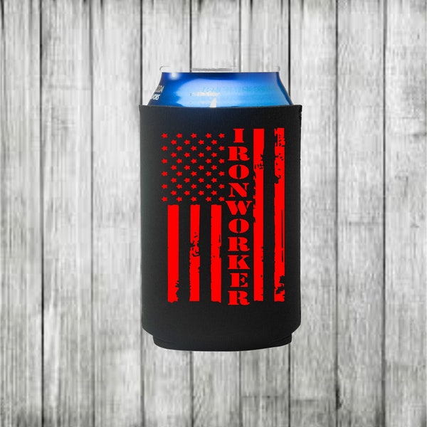 Custom Ironworker Can Cooler/Neoprene Can Insulator/Personalized Can Cooler/Beverage Holder/Party Favors/Beer Cooler/Wedding Favors