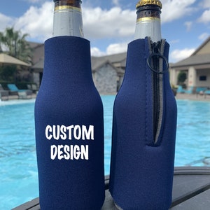 Personalized  Zipper Bottle Cooler/Zippered Bottle Insulator/Beer Cooler/Can Insulator/Bottle Hugger/Bottle Sleeve/Custom gift