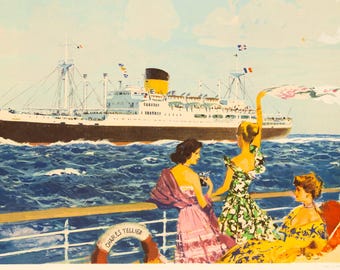 Compagnie de Navigation Sud-Atlantique "Paquebot Laennec" – Albert Brenet – 1950