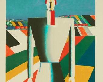 Original  Kazimir Malevich, Peasant in the Fields c1980 numbered 218/2000