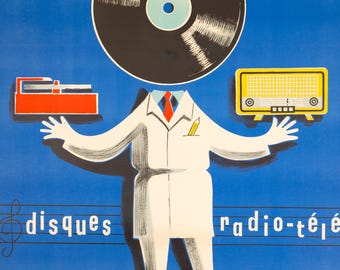 Disques Radio-Ete - Beric - c.1950s original poster mounted on linen