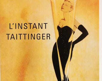 L'instant Taittinger Champagne Pôster vintage original com Grace Kelly 1980