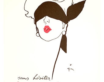 Le Rouge Baiser Rene Gruau (beret) Vintage French Poster Original