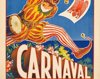 Vintage 1954 Carnaval De Nice Poster – Beglia Lithograph, French