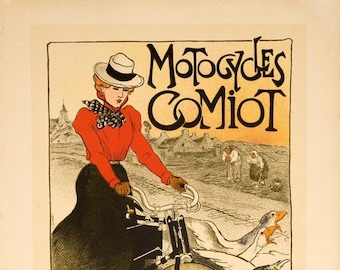 Motorcycle Comiot 1899 Vintage Style French Motorcycle Poster 24x36