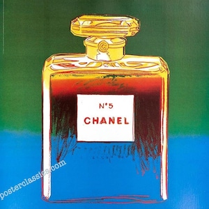 Póster de perfume Chanel de Andy Warhol, 22 x 29, 1997 pulgadas, sobre lienzo, póster azul y verde, original