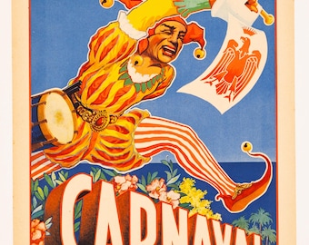 Vintage 1954 Carnaval De Nice Poster – Beglia Lithograph, French