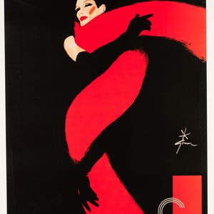 Rouge et Noir poster by Rene Gruau original 1990&#39;s fashion poster