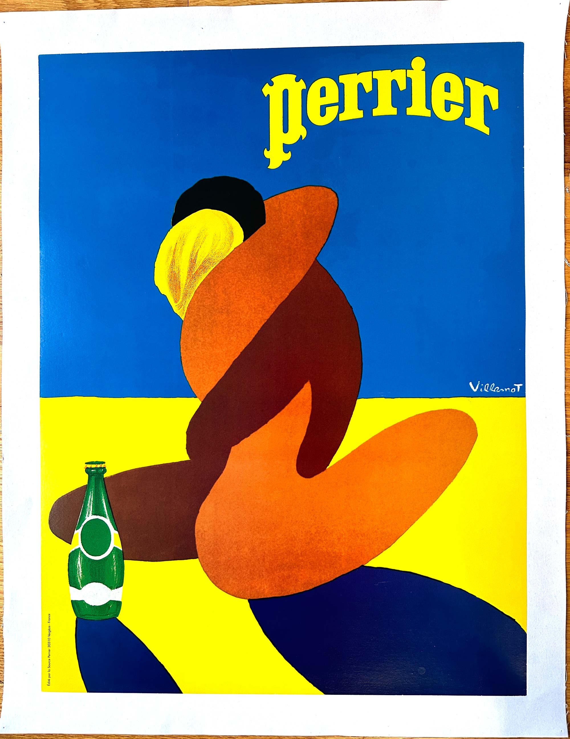 Perrier ヴィンテージ　アートポスター　ペリエ Perrier Embrace Bernard Villemot 1981 Authentic original
