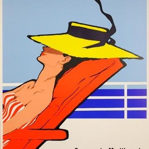 Relax Rene gruau Original Vintage poster compagnie reunis french boat