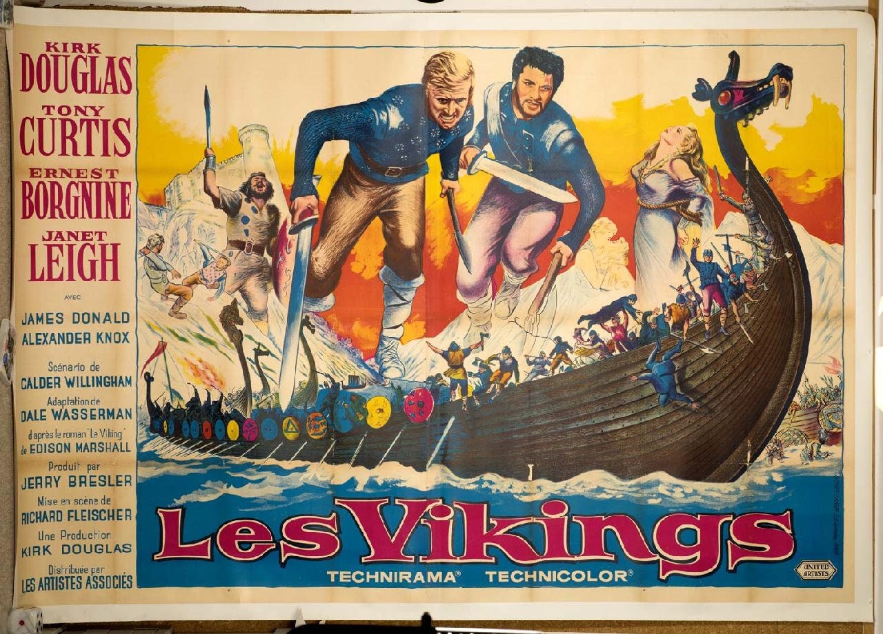 The Vikings Original 1958 Movie Poster Kirk Douglas Janet Leigh Huge Etsy