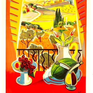 Provence by Tal on linen excellent on linen vintage french travel poster