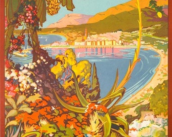 French travel Menton by Richard circa 1930 VINTAGE ORIGINAL French poster