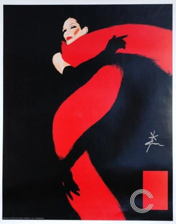 Rouge Et Noir Poster by Rene Gruau Original Fashion Poster | Etsy