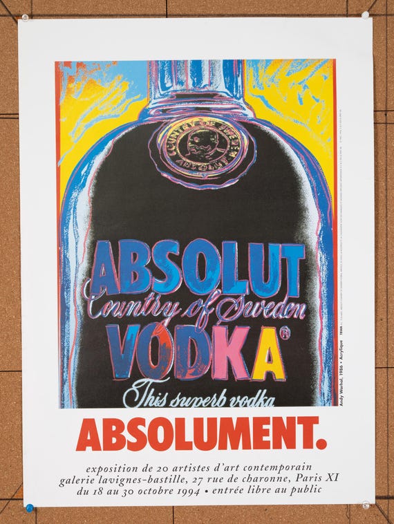 Andy Warhol Absolut Vodka Poster: Vintage Pop Art Print, 1994 - Etsy