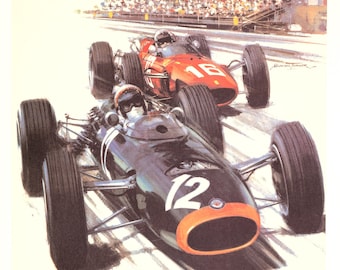 Monaco 25th Grand Prix 1967 poster by Michael Turner on linen vintage race poster