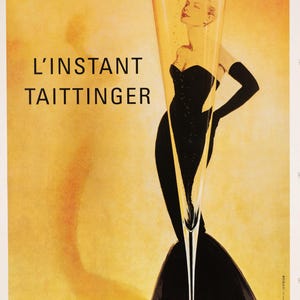 L&#39;instant Taitinger Champagne Original vintage poster with grace kelly 1980