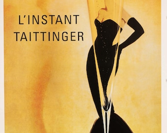 L&#39;instant Taitinger Champagne Original vintage poster with grace kelly 1980