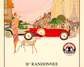 10e Randonnee of Paris Deauville - 1976 Art Deco Auto poster Marcus