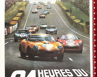 24h Heures DU Mans (Lemans) 1966  vintage poster photo by Delourmel printer Thivillier